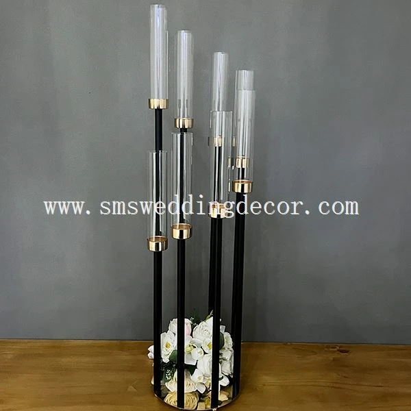 black and gold candle centerpieces