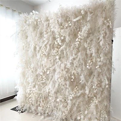 Boda de pared de flores blancas